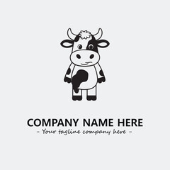 Cow illustration black and white for logo company vector image
