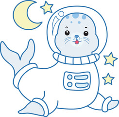 Cute Seal vector icon. Funny baby Seal animal series stock illustration. Life of fluffy Seal designs.