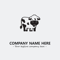 Cow illustration black and white for logo company vector image
