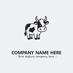 Cow illustration black and white for logo company vector image
