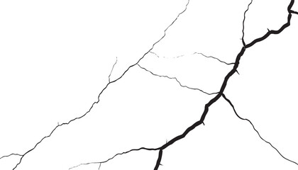 crack concrete white wall or Cement wall background. Cracked barren desert earth on transparent background. 

