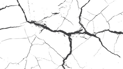 Ground cracks background. One big crack isolated transparent background. Surface cracked ground. Sketch crack texture. 

