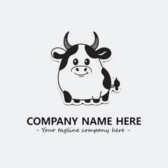 Cow illustration black and white for logo company vector image
