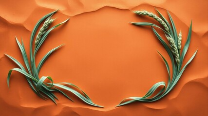 Clay leaf accents on a textured wall background, combining earthy tone and 3D depth.