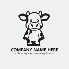 Cow illustration black and white for logo company vector image
