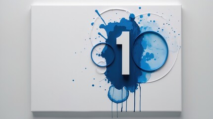 A playful blue splash forming the number one, ideal for first birthdays or milestones.