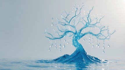 An abstract water-formed tree curving left, offering a fluid and organic aesthetic.