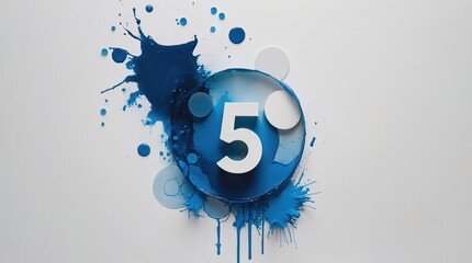 An eye-catching number five in bold ink style, adding an artistic touch to number-themed visuals.