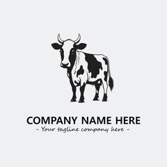 Cow illustration black and white for logo company vector image
