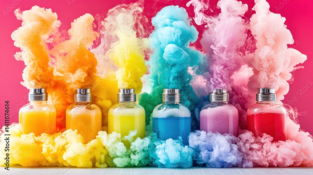 Aufkleber mesmerizing variety of colored smokes creating an enchanting atmosphere of color and movement in the