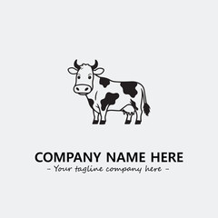 Cow illustration black and white for logo company vector image
