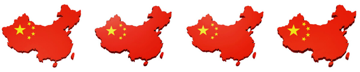 Fototapeta premium China Map with National Flag Overlay on Transparent Background
