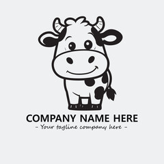 Cow illustration black and white for logo company vector image
