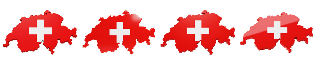 Switzerland Map with National Flag Overlay on Transparent Background

