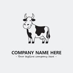 Cow illustration black and white for logo company vector image
