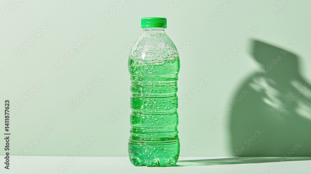 Aufkleber refreshing bottle of water placed on a table with motion splash effect and vibrant background captur