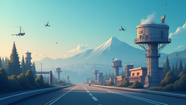 Innovative Earthquake Early Warning System: Advanced Monitoring Technology & Communication Protocols for Prompt Safety Measures - Conceptual Image with Empty Space on Left