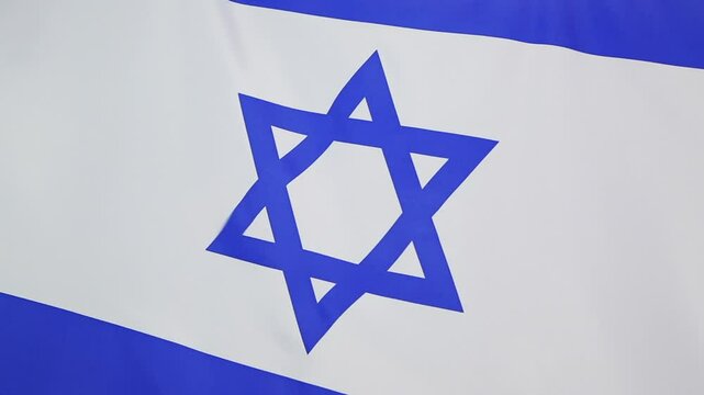 Textile flag of Israel, closeup