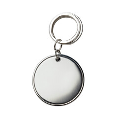 Round metal keychain mockup isolated on transparent background