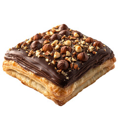 Chocolate Cream Puff Pastry with Nuts Isolated With Background