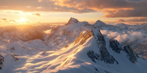 Majestic sunrise mountain peaks