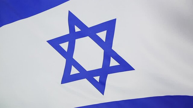 Textile flag of Israel, closeup