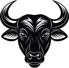 African Buffalo Head Silhouette Vector | Wild Animal Icon in Bold Black Design