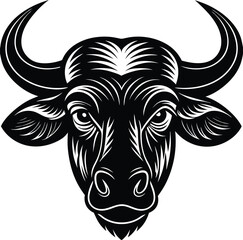 African Buffalo Head Silhouette Vector | Wild Animal Icon in Bold Black Design