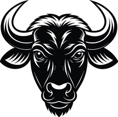 African Buffalo Head Silhouette Vector | Wild Animal Icon in Bold Black Design