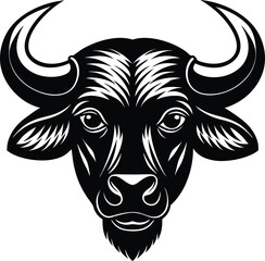 African Buffalo Head Silhouette Vector | Wild Animal Icon in Bold Black Design