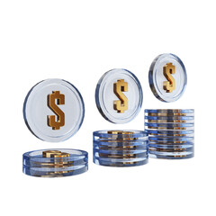 3d money coin stack dollar payment finance business icon