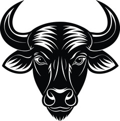 African Buffalo Head Silhouette Vector | Wild Animal Icon in Bold Black Design