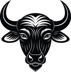 African Buffalo Head Silhouette Vector | Wild Animal Icon in Bold Black Design