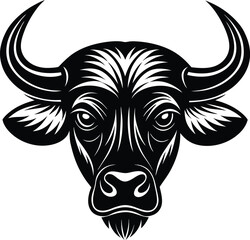 African Buffalo Head Silhouette Vector | Wild Animal Icon in Bold Black Design