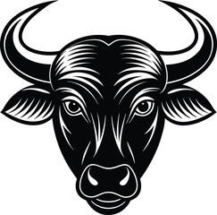Fototapeta premium African Buffalo Head Silhouette Vector | Wild Animal Icon in Bold Black Design
