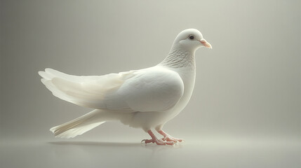 White pigeon standing gracefully on smooth surface