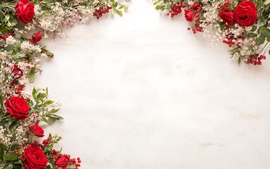 Floral Frame on White Surface