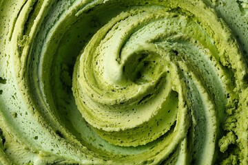 Obraz premium Green tea matcha ice cream background creamy texture swirl surface refreshing Japanese dessert 