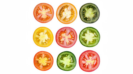 Fototapeta premium tomatoes cut in half on a transparent background, PNG image, PNG file, Generative art.