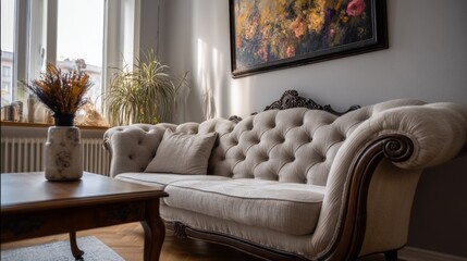 Stylish sofa in living room. Interior design