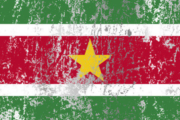 Suriname flag with grunge effect.