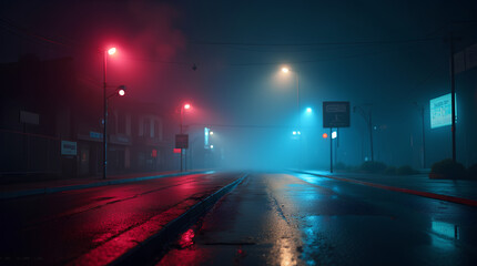 Wet asphalt, reflection of neon lights, a searchlight, smoke,street, light, lights, speed, cars, urban.