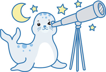 Cute Seal vector icon. Funny baby Seal animal series stock illustration. Life of fluffy Seal designs.