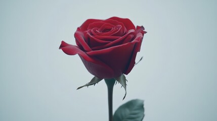 Elegant Red Rose Isolated on Soft Background for Romantic Themes