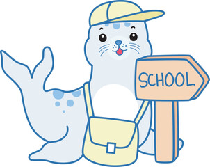 Cute Seal vector icon. Funny baby Seal animal series stock illustration. Life of fluffy Seal designs.