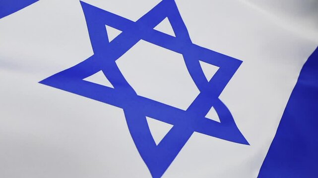 Textile flag of Israel in a slow motion
