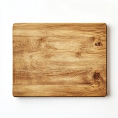Wooden Cutting Board on White Background for Kitchen Use and Design