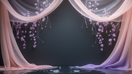 A classic stage curtain backdrop with romantic touches, perfect for love stories and special moments.
