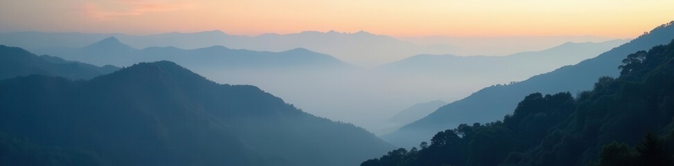 Dense fog shrouds LA hills at daybreak, soft light, mountains, coast, ambient