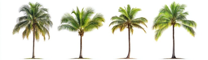 Four Palm Trees Against White Background